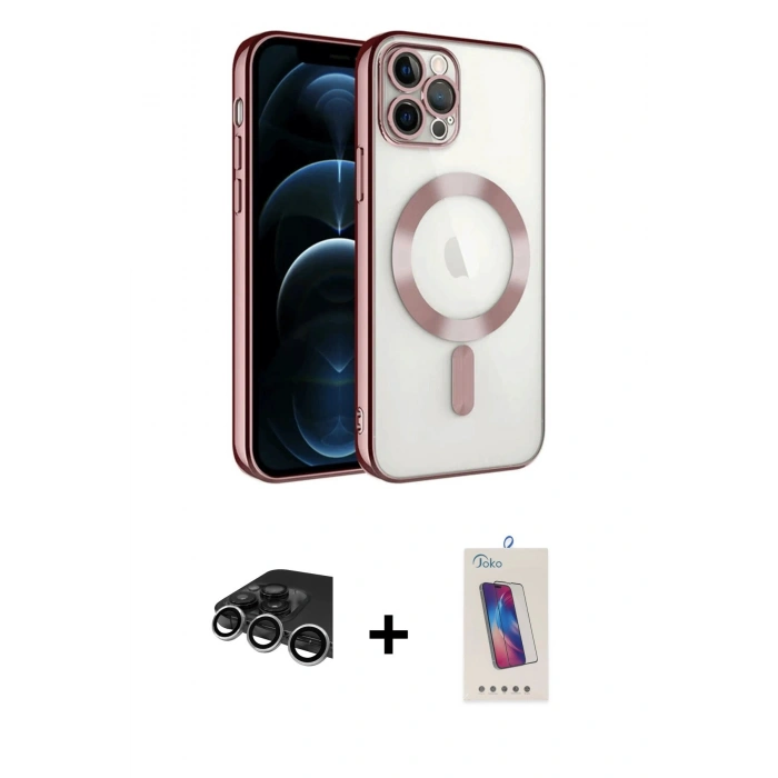 MARSİLYAN™- iPhone 14 Pro Max Kılıf Nova Işık Özel Seri - Siyah Joko 5D Cam + Gümüş Raze Metal Kamera Lens