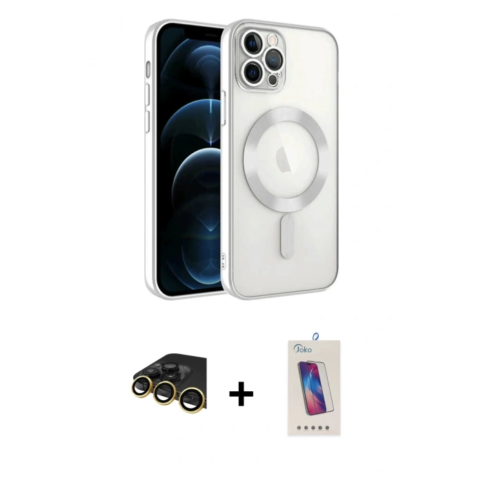 MARSİLYAN™- iPhone 14 Pro Max Kılıf Nova Işık Özel Seri - Siyah Joko 5D Cam + Raze Metal Kamera Lens - GD
