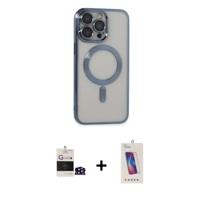 MARSİLYAN™- iPhone 14 Pro Max Kılıf Nova Işık Özel Seri - Siyah Joko 5D Cam + Siyah Bilvis Titan Kamera Lens