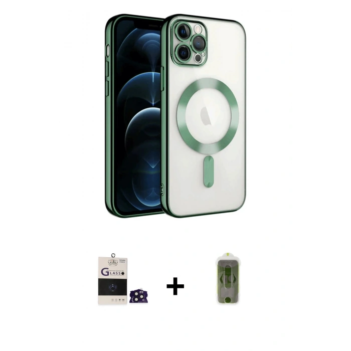 MARSİLYAN™- iPhone 14 Pro Max Kılıf Nova Işık Özel Seri - Siyah Joko Magic 5D Hayalet Cam + Derin Mor Bilvis Titan Kamera Lens