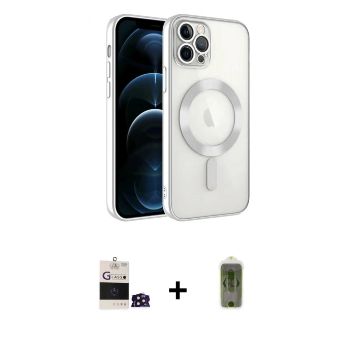 MARSİLYAN™- iPhone 14 Pro Max Kılıf Nova Işık Özel Seri - Siyah Joko Magic 5D Hayalet Cam + Derin Mor Bilvis Titan Kamera Lens