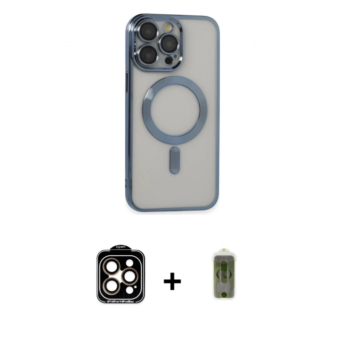 MARSİLYAN™- iPhone 14 Pro Max Kılıf Nova Işık Özel Seri - Siyah Joko Magic 5D Hayalet Cam + PVD Metal Kamera Lens - TU