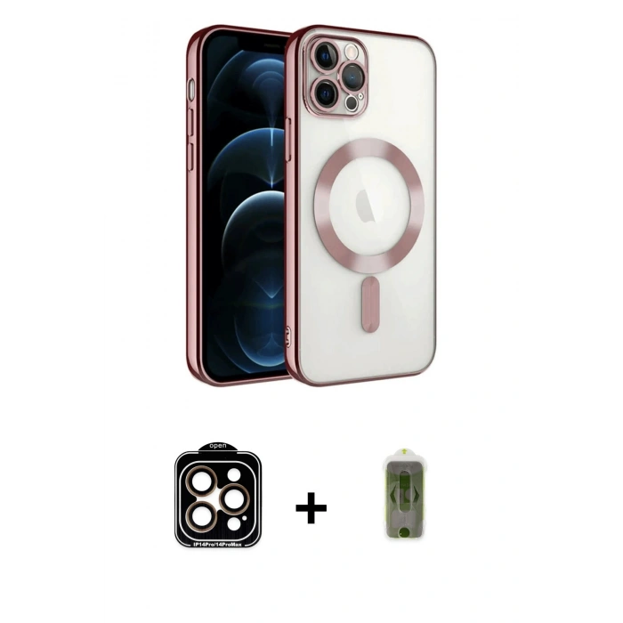 MARSİLYAN™- iPhone 14 Pro Max Kılıf Nova Işık Özel Seri - Siyah Joko Magic 5D Hayalet Cam + PVD Metal Kamera Lens - TU