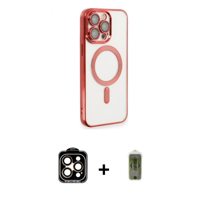 MARSİLYAN™- iPhone 14 Pro Max Kılıf Nova Işık Özel Seri - Siyah Joko Magic 5D Hayalet Cam + PVD Metal Kamera Lens - TU