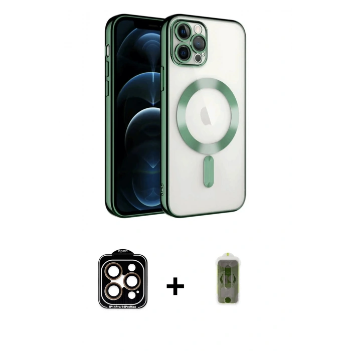 MARSİLYAN™- iPhone 14 Pro Max Kılıf Nova Işık Özel Seri - Siyah Joko Magic 5D Hayalet Cam + PVD Metal Kamera Lens - TU