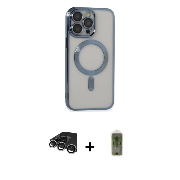 MARSİLYAN™- iPhone 14 Pro Max Kılıf Nova Işık Özel Seri - Siyah Joko Magic 5D Hayalet Cam + Raze Metal Kamera Lens - GS
