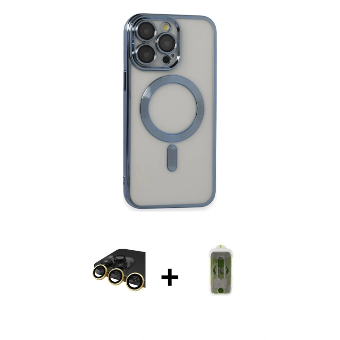 MARSİLYAN™- iPhone 14 Pro Max Kılıf Nova Işık Özel Seri - Siyah Joko Magic 5D Hayalet Cam + Raze Metal Kamera Lens - GD