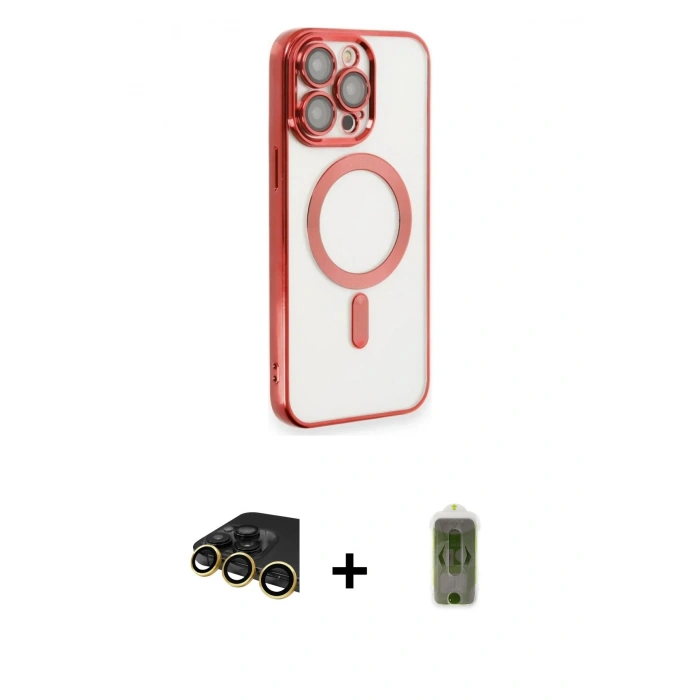 MARSİLYAN™- iPhone 14 Pro Max Kılıf Nova Işık Özel Seri - Siyah Joko Magic 5D Hayalet Cam + Raze Metal Kamera Lens - GD