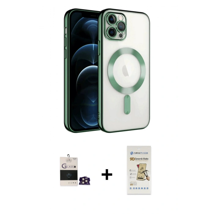 MARSİLYAN™- iPhone 14 Pro Max Kılıf Nova Işık Özel Seri - Siyah Mat Seramik Nano Ekran Koruyucu + Bilvis Titan Kamera Lens - GD