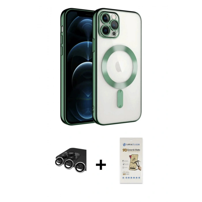 MARSİLYAN™- iPhone 14 Pro Max Kılıf Nova Işık Özel Seri - Siyah Mat Seramik Nano Ekran Koruyucu + Raze Metal Kamera Lens - GS