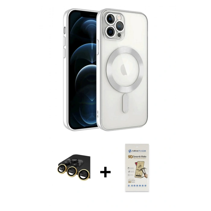 MARSİLYAN™- iPhone 14 Pro Max Kılıf Nova Işık Özel Seri - Siyah Mat Seramik Nano Ekran Koruyucu + Raze Metal Kamera Lens - GD