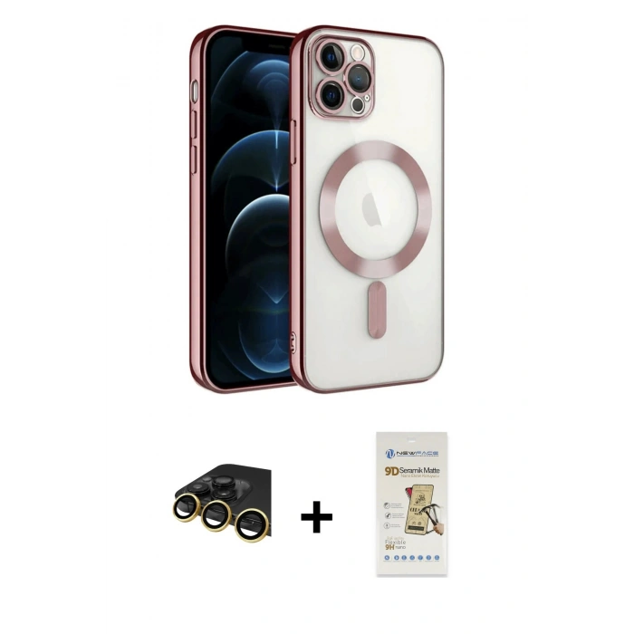 MARSİLYAN™- iPhone 14 Pro Max Kılıf Nova Işık Özel Seri - Siyah Mat Seramik Nano Ekran Koruyucu + Raze Metal Kamera Lens - GD
