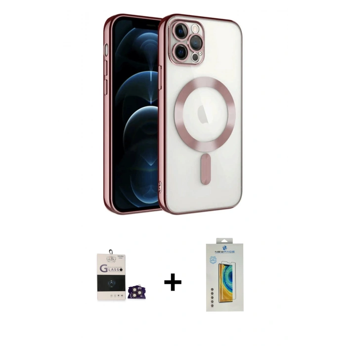 MARSİLYAN™- iPhone 14 Pro Max Kılıf Nova Işık Özel Seri - Siyah Polymer Nano Ekran Koruyucu + Bilvis Titan Kamera Lens - GD