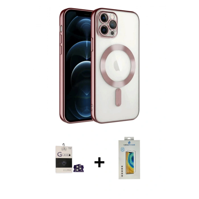 MARSİLYAN™- iPhone 14 Pro Max Kılıf Nova Işık Özel Seri - Siyah Polymer Nano Ekran Koruyucu + Gümüş Bilvis Titan Kamera Lens