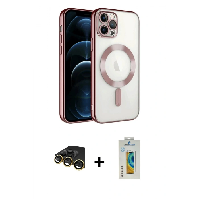 MARSİLYAN™- iPhone 14 Pro Max Kılıf Nova Işık Özel Seri - Siyah Polymer Nano Ekran Koruyucu + Raze Metal Kamera Lens - GD