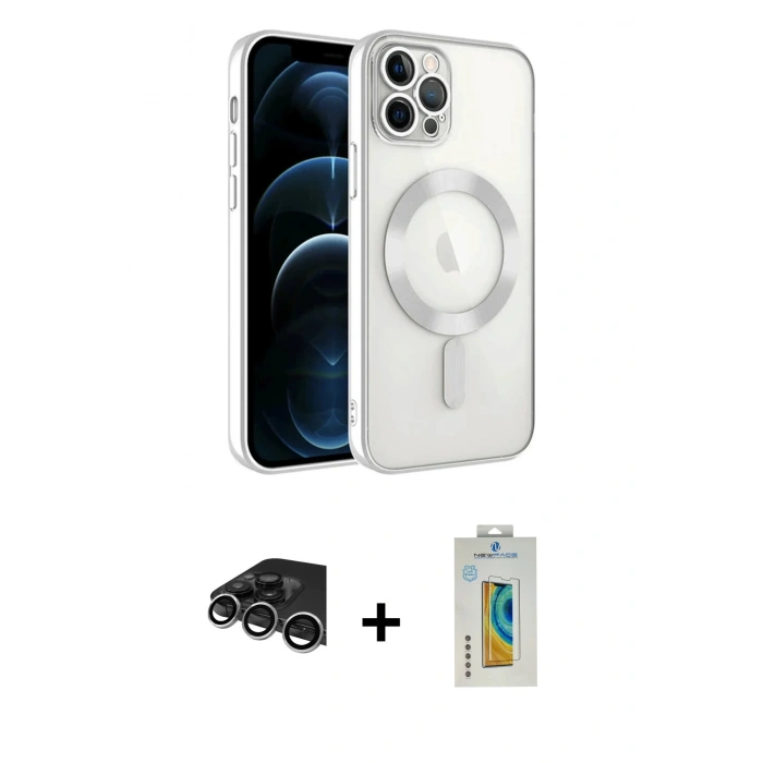 MARSİLYAN™- iPhone 14 Pro Max Kılıf Nova Işık Özel Seri - Siyah Polymer Nano Ekran Koruyucu + Raze Metal Kamera Lens - GS