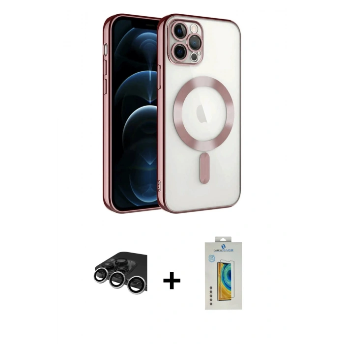MARSİLYAN™- iPhone 14 Pro Max Kılıf Nova Işık Özel Seri - Siyah Polymer Nano Ekran Koruyucu + Raze Metal Kamera Lens - GS