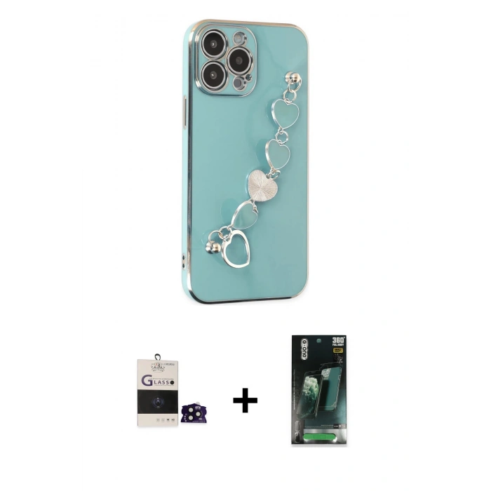 MARSİLYAN™- iPhone 14 Pro Max Kılıf Nova Işık Prime - Şeffaf 360 Full Body Arka Koruyucu + Bilvis Titan Kamera Lens - SH