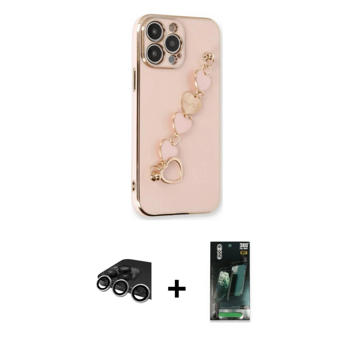 MARSİLYAN™- iPhone 14 Pro Max Kılıf Nova Işık Prime - Şeffaf 360 Full Body Arka Koruyucu + Raze Metal Kamera Lens - GS