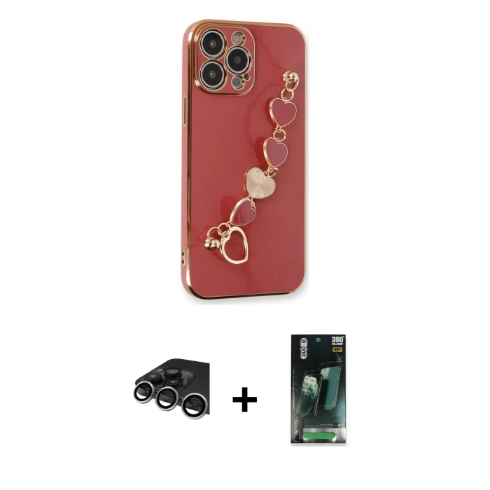 MARSİLYAN™- iPhone 14 Pro Max Kılıf Nova Işık Prime - Şeffaf 360 Full Body Arka Koruyucu + Raze Metal Kamera Lens - GS