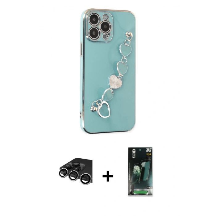 MARSİLYAN™- iPhone 14 Pro Max Kılıf Nova Işık Prime - Şeffaf 360 Full Body Arka Koruyucu + Raze Metal Kamera Lens - GS