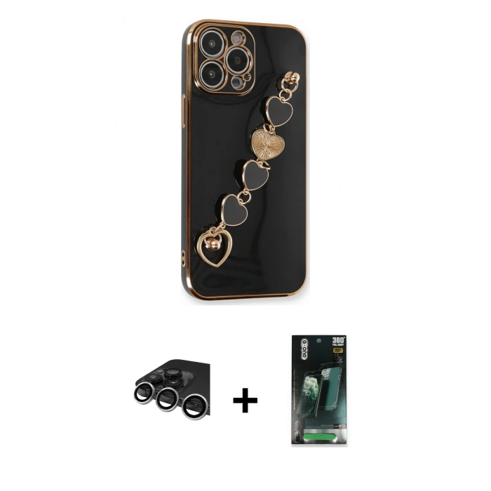 MARSİLYAN™- iPhone 14 Pro Max Kılıf Nova Işık Prime - Şeffaf 360 Full Body Arka Koruyucu + Raze Metal Kamera Lens - GS