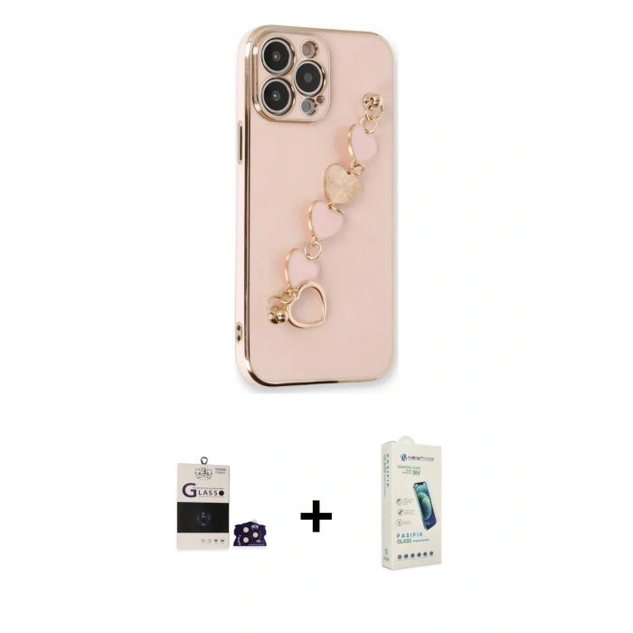 MARSİLYAN™- iPhone 14 Pro Max Kılıf Nova Işık Prime - Şeffaf Pasifik Cam Ekran Koruyucu + Derin Mor Bilvis Titan Kamera Lens