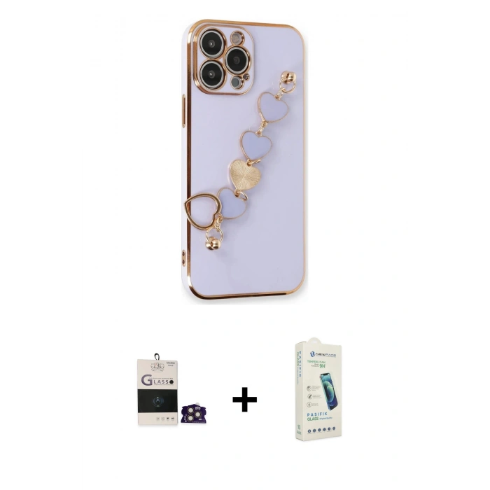 MARSİLYAN™- iPhone 14 Pro Max Kılıf Nova Işık Prime - Şeffaf Pasifik Cam Ekran Koruyucu + Bilvis Titan Kamera Lens - GD