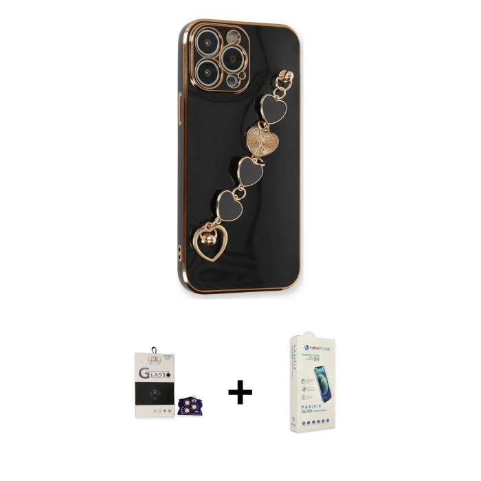 MARSİLYAN™- iPhone 14 Pro Max Kılıf Nova Işık Prime - Şeffaf Pasifik Cam Ekran Koruyucu + Bilvis Titan Kamera Lens - GD