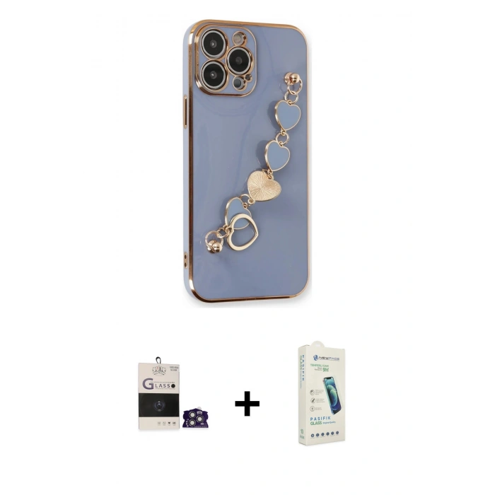 MARSİLYAN™- iPhone 14 Pro Max Kılıf Nova Işık Prime - Şeffaf Pasifik Cam Ekran Koruyucu + Gümüş Bilvis Titan Kamera Lens