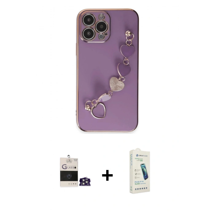 MARSİLYAN™- iPhone 14 Pro Max Kılıf Nova Işık Prime - Şeffaf Pasifik Cam Ekran Koruyucu + Gümüş Bilvis Titan Kamera Lens
