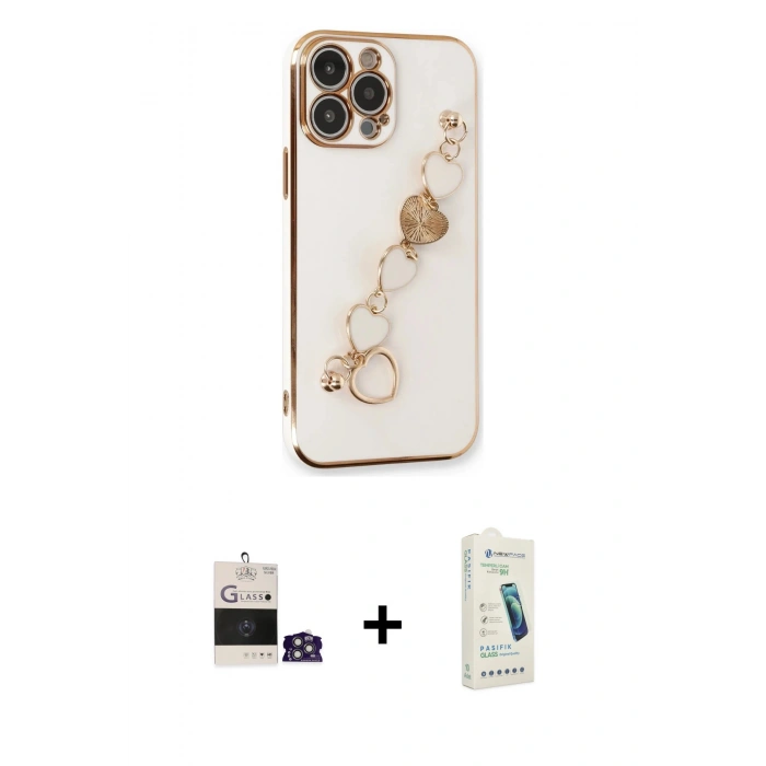 MARSİLYAN™- iPhone 14 Pro Max Kılıf Nova Işık Prime - Şeffaf Pasifik Cam Ekran Koruyucu + Gümüş Bilvis Titan Kamera Lens