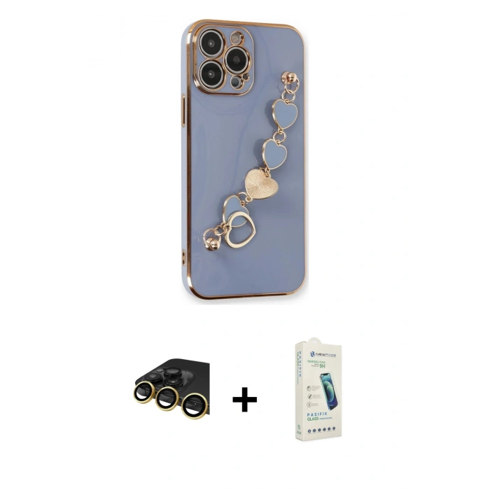 MARSİLYAN™- iPhone 14 Pro Max Kılıf Nova Işık Prime - Şeffaf Pasifik Cam Ekran Koruyucu + Raze Metal Kamera Lens - GD