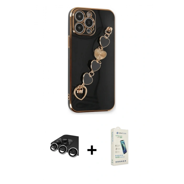 MARSİLYAN™- iPhone 14 Pro Max Kılıf Nova Işık Prime - Şeffaf Pasifik Cam Ekran Koruyucu + Raze Metal Kamera Lens - GS