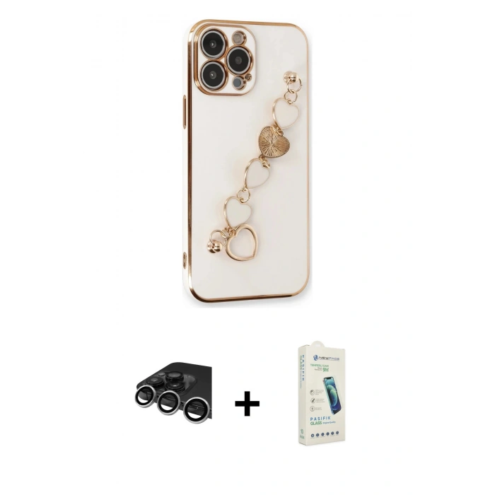 MARSİLYAN™- iPhone 14 Pro Max Kılıf Nova Işık Prime - Şeffaf Pasifik Cam Ekran Koruyucu + Raze Metal Kamera Lens - GS