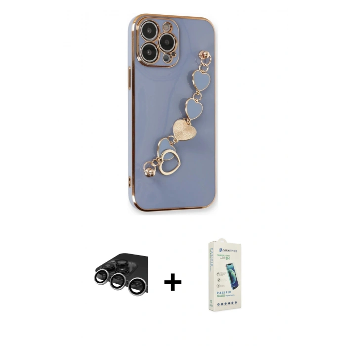 MARSİLYAN™- iPhone 14 Pro Max Kılıf Nova Işık Prime - Şeffaf Pasifik Cam Ekran Koruyucu + Raze Metal Kamera Lens - GS