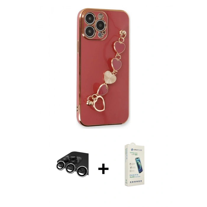 MARSİLYAN™- iPhone 14 Pro Max Kılıf Nova Işık Prime - Şeffaf Pasifik Cam Ekran Koruyucu + Raze Metal Kamera Lens - GS