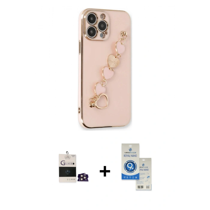 MARSİLYAN™- iPhone 14 Pro Max Kılıf Nova Işık Prime - Şeffaf Royal Nano Ekran Koruyucu + Bilvis Titan Kamera Lens - GD