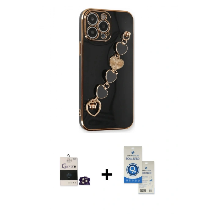 MARSİLYAN™- iPhone 14 Pro Max Kılıf Nova Işık Prime - Şeffaf Royal Nano Ekran Koruyucu + Bilvis Titan Kamera Lens - GD