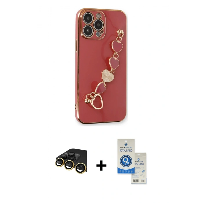 MARSİLYAN™- iPhone 14 Pro Max Kılıf Nova Işık Prime - Şeffaf Royal Nano Ekran Koruyucu + Raze Metal Kamera Lens - GD