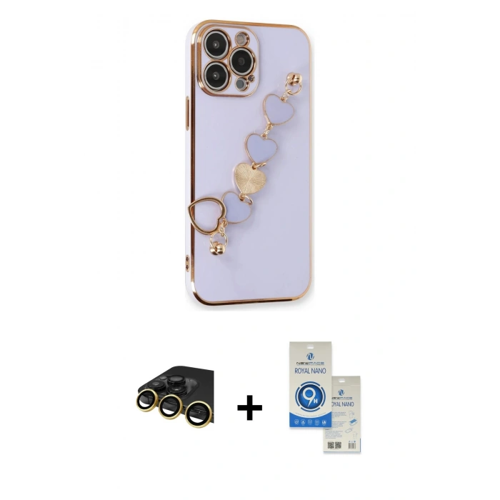 MARSİLYAN™- iPhone 14 Pro Max Kılıf Nova Işık Prime - Şeffaf Royal Nano Ekran Koruyucu + Raze Metal Kamera Lens - GD
