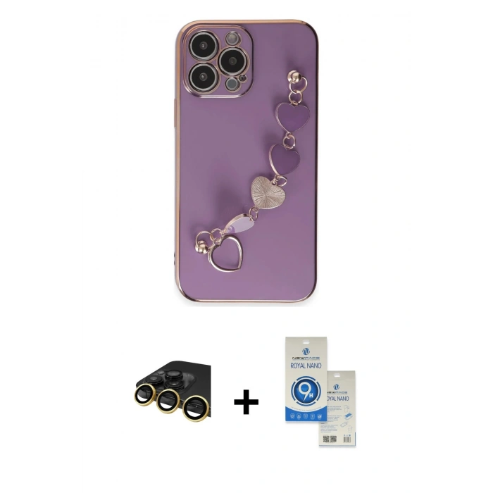 MARSİLYAN™- iPhone 14 Pro Max Kılıf Nova Işık Prime - Şeffaf Royal Nano Ekran Koruyucu + Raze Metal Kamera Lens - GD