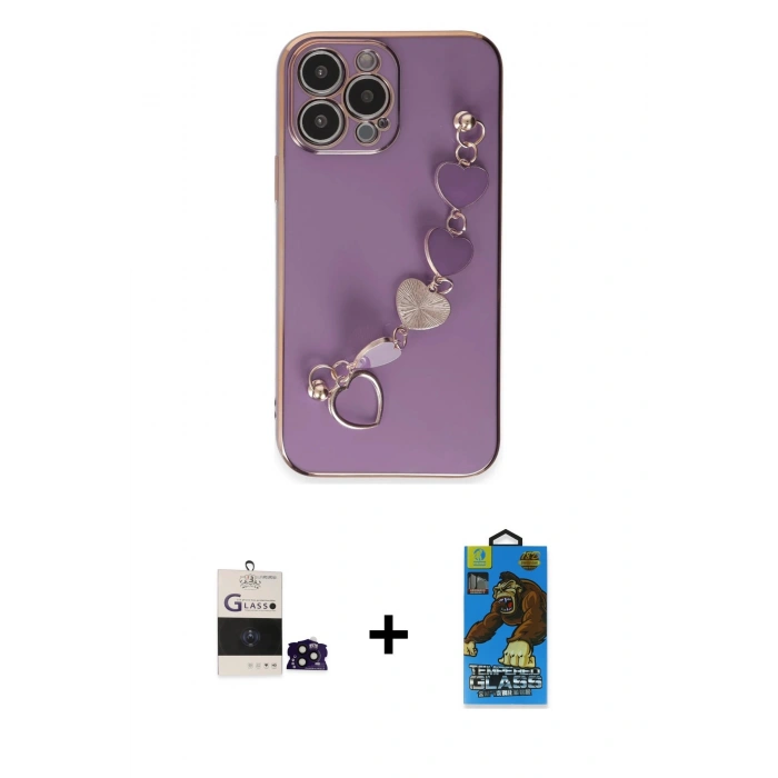 MARSİLYAN™- iPhone 14 Pro Max Kılıf Nova Işık Prime - Siyah 18D Cam Ekran Koruyucu + Bilvis Titan Kamera Lens - SH