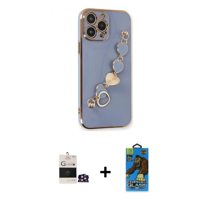 MARSİLYAN™- iPhone 14 Pro Max Kılıf Nova Işık Prime - Siyah 18D Cam Ekran Koruyucu + Bilvis Titan Kamera Lens - GD
