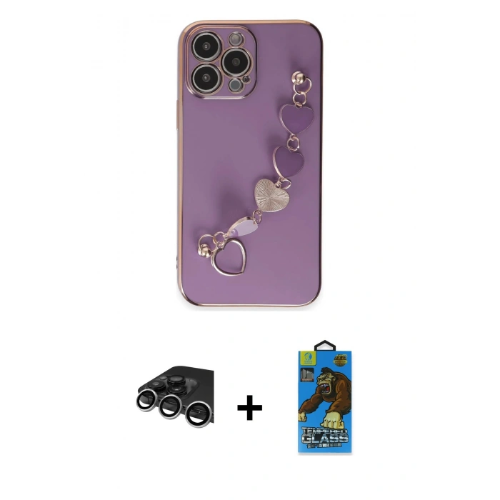 MARSİLYAN™- iPhone 14 Pro Max Kılıf Nova Işık Prime - Siyah 18D Cam Ekran Koruyucu + Raze Metal Kamera Lens - GS