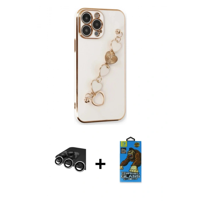 MARSİLYAN™- iPhone 14 Pro Max Kılıf Nova Işık Prime - Siyah 18D Cam Ekran Koruyucu + Raze Metal Kamera Lens - GS