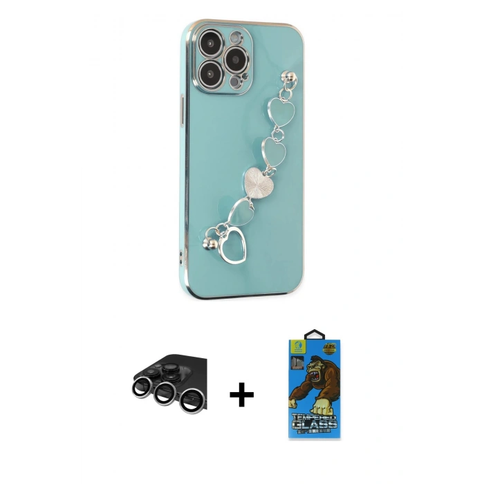 MARSİLYAN™- iPhone 14 Pro Max Kılıf Nova Işık Prime - Siyah 18D Cam Ekran Koruyucu + Raze Metal Kamera Lens - GS