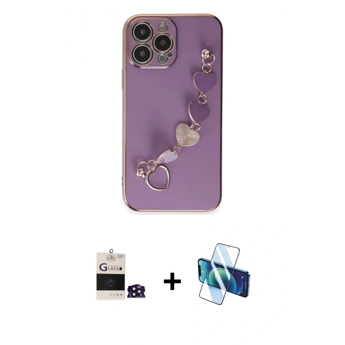 MARSİLYAN™- iPhone 14 Pro Max Kılıf Nova Işık Prime - Siyah 3D Antistatik Cam Ekran Koruyucu + Bilvis Titan Kamera Lens - DNMR