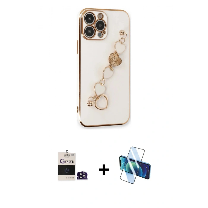 MARSİLYAN™- iPhone 14 Pro Max Kılıf Nova Işık Prime - Siyah 3D Antistatik Cam Ekran Koruyucu + Bilvis Titan Kamera Lens - DNMR