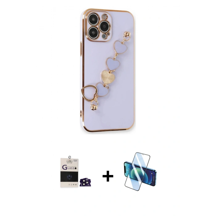MARSİLYAN™- iPhone 14 Pro Max Kılıf Nova Işık Prime - Siyah 3D Antistatik Cam Ekran Koruyucu + Bilvis Titan Kamera Lens - DNMR